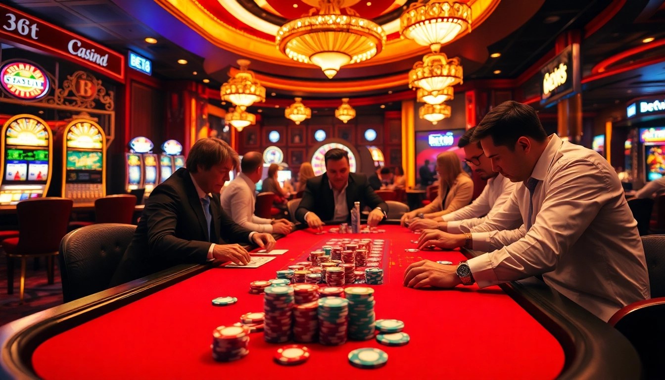 Experience the thrill of bet88 đăng nhập at an engaging poker table with players and colorful chips in action.